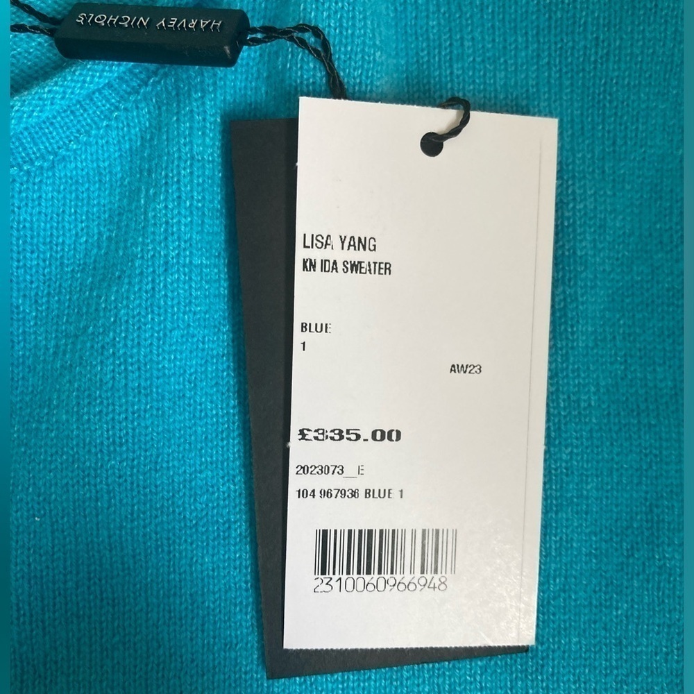 Lisa Yang Ida Cashmere Sweater NWT Amalfi Blue Organic Cashmere - Picture 9 of 11